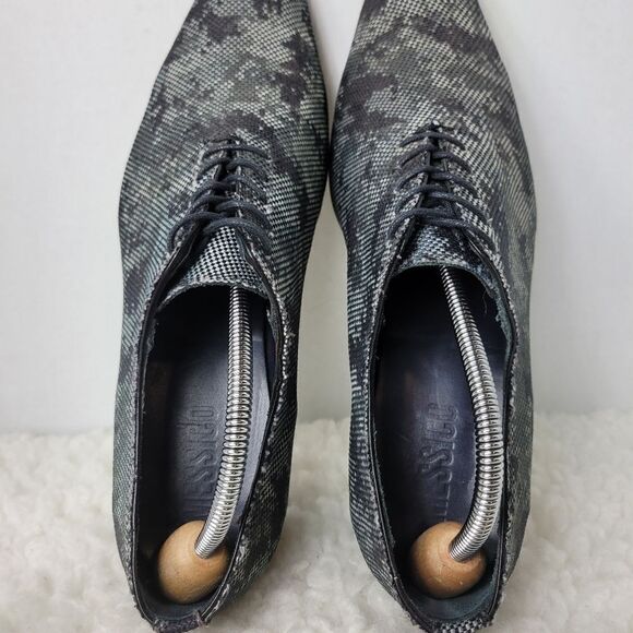 Messico Men\'s Size 9.5 Oxford Derby  Gray  Leather Camo Shoes